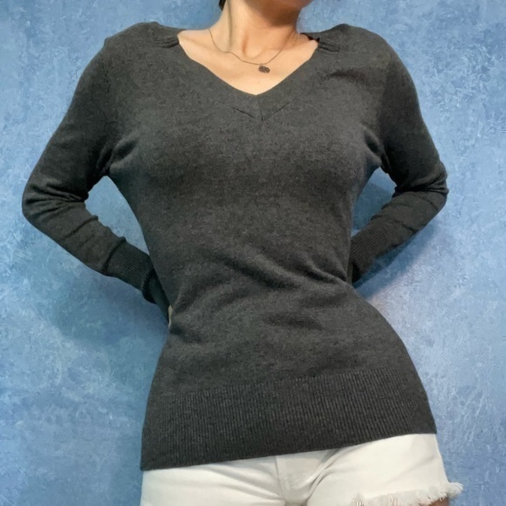 Apostrophe Gray V Neck Sweater